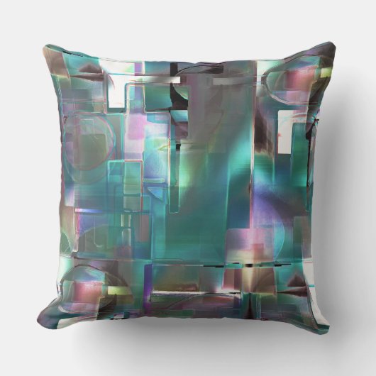 明るいネオンのカラフルに対するグラデーションの緑の層 クッション (正面)