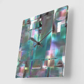 明るいネオンのカラフルに対するグラデーションの緑の層 スクエア壁時計 (傾斜)