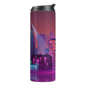 明るいネオンの夜の街並み、ヴィンテージ。 タンブラー (回転左)