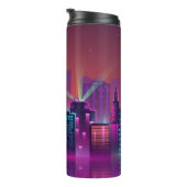 明るいネオンの夜の街並み、ヴィンテージ。 タンブラー (回転右)