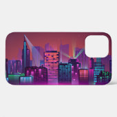 明るいネオンの夜の街並み、ヴィンテージ。 Case-Mate iPhoneケース (裏面 (横))