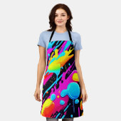 明るいネオンの抽象芸術作品 エプロン (着用した状態)