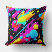 明るいネオンの抽象芸術作品 クッション (正面)
