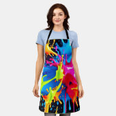 明るいネオンの抽象芸術・アート エプロン (着用した状態)