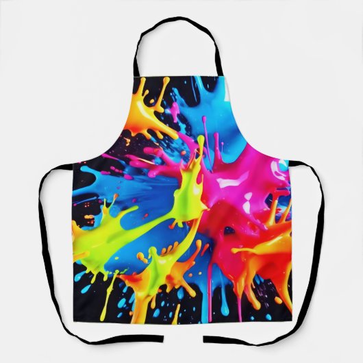 明るいネオンの抽象芸術・アート エプロン (正面)