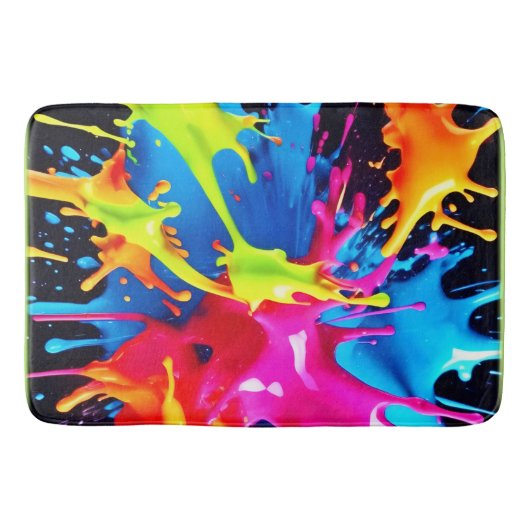 明るいネオンの抽象芸術・アート バスマット (正面)