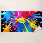 明るいネオンの抽象芸術・アート ビーチタオル (正面)