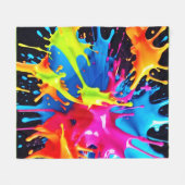明るいネオンの抽象芸術・アート フリースブランケット (正面(横))