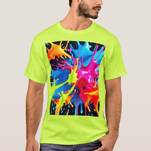 明るいネオンの抽象芸術・アート Tシャツ (正面)