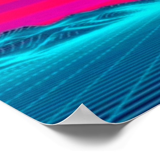 明るいネオンの日の出から日没の日と蝶 ポスター (角)