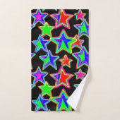 明るいネオンの星光パターン バスタオルセット (ハンドタオル)