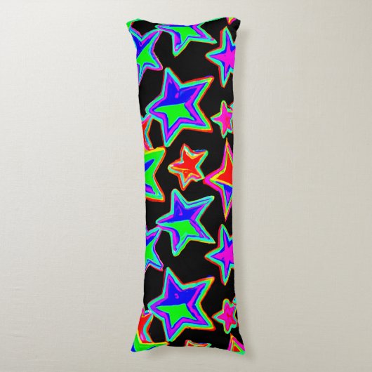 明るいネオンの星光パターン ボディピロー (正面縦)