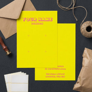 明るいネオンイエローとピンクのイヤリングディスプレイカード