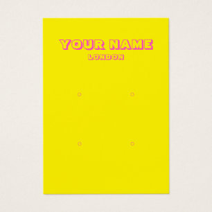 明るいネオンイエローとピンクのイヤリングディスプレイカード