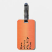 明るいネオンオレンジブラシ鋼及び銀プリント ラゲッジタグ (裏面縦)