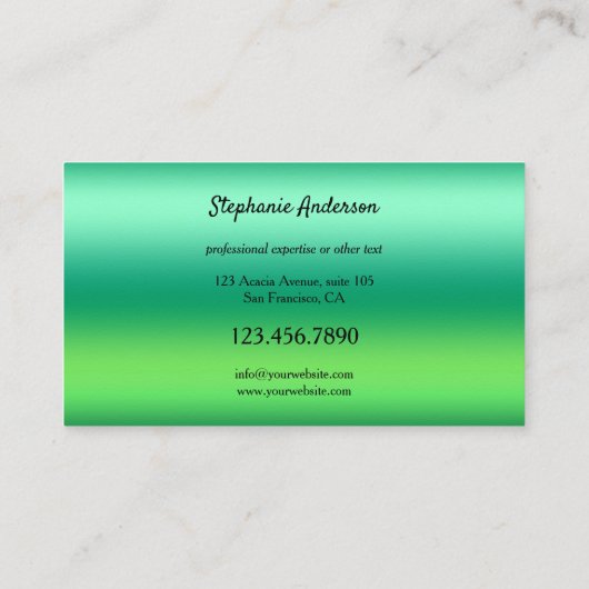 明るいネオンカラフルグリーン名刺 名刺 (裏面)