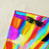 明るいネオンカラフルパターンアート ビーチタオル (インサイチュ)