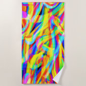 明るいネオンカラフルパターンアート ビーチタオル (正面)