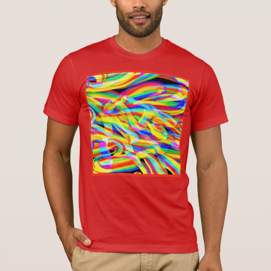明るいネオンカラフルパターンアート Tシャツ (正面)