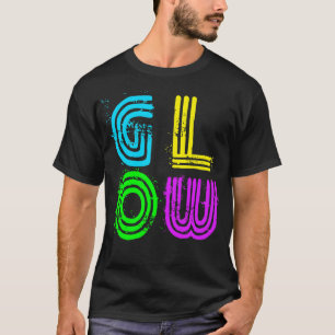 明るいネオンカラーグロービッグレターレトロディスコ Tシャツ