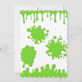 明るいネオングリーンスライムパーティの招待状 (裏面)