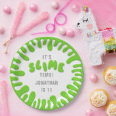 明るいネオングリーンスライムパーティー ペーパープレート (パーティー)