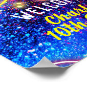 明るいネオングローディスコダンスパーティーウェルカムサイン ポスター (角)