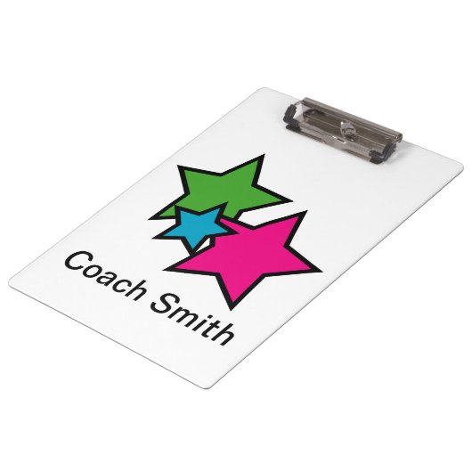 明るいネオンスターのトリオカラフル クリップボード (アングル)