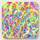 明るいネオンパターンプリント コースター (正面)
