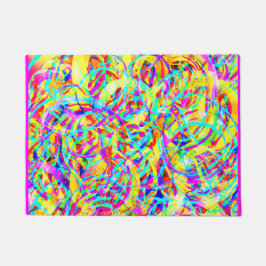 明るいネオンパターンプリント ドアマット