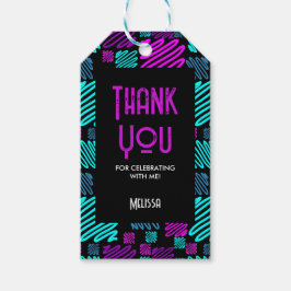 明るいネオンパープルブルージオメトリックサンキュー ギフトタグ