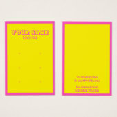 明るいネオンピンクとイエローイヤリングディスプレイカード (正面&裏面)