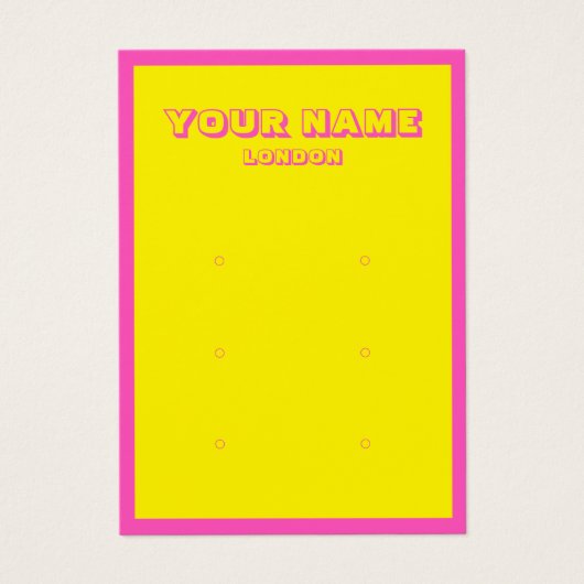 明るいネオンピンクとイエローイヤリングディスプレイカード (正面)