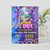 明るいネオンピンクグローガールズディスコダンスパーティー 招待状 (スタンド正面)