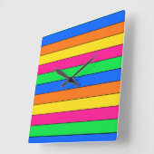 明るいネオンフロロカラーピンクイエローオレンジライン スクエア壁時計 (傾斜)