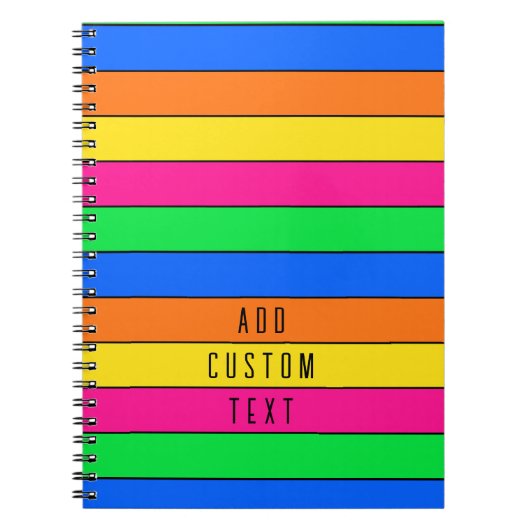 明るいネオンフロロカラーピンクイエローオレンジライン ノートブック (正面)