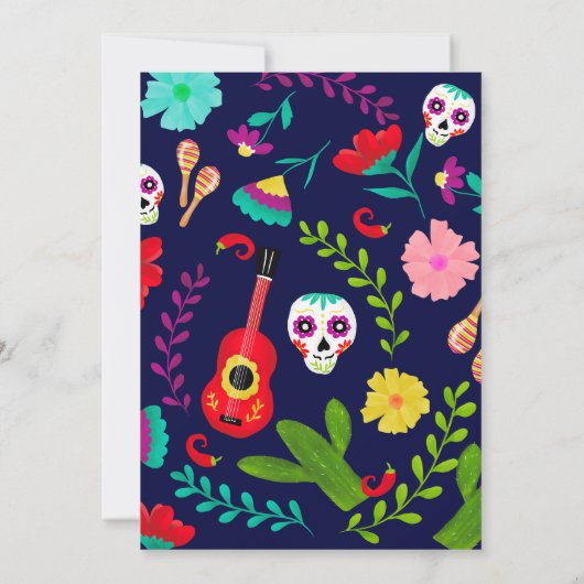 明るいネオンフローラメキシコ5デマヨフィエスタパーティー 招待状 (裏面)