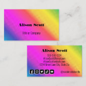 明るいネオンレインボーモダンソーシャルメディア 名刺 (正面/裏面)