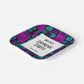 明るいネオン幾何学的パターンブラック誕生日 ペーパープレート (傾斜あり)