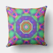 明るいネオン数々のカラー正方形プリズムパターン クッション (裏面)