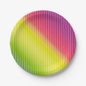 明るいネオン蛍光勾配レインボーグラデーションコール ペーパープレート (正面)