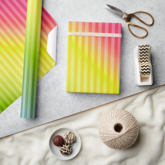 明るいネオン蛍光勾配レインボーグラデーションコール ラッピングペーパー (クラフト)