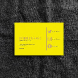 明るいネオン黄色のソーシャルメディア名刺。 名刺