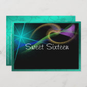 明るいネオン、輝く、Sweet sixteen招待状 招待状 (正面/裏面)