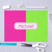 明るいネモダンオンピンクグリーンモノグラム 薄葉紙 (クラフト)