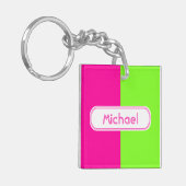 明るいネモダンオンピンク緑モノグラム キーホルダー (正面左)