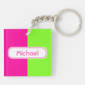 明るいネモダンオンピンク緑モノグラム キーホルダー (裏面)