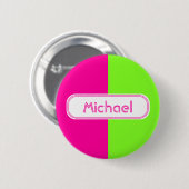 明るいネモダンオンピンク緑モノグラム 缶バッジ (正面&裏面)