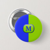 明るいネモダンオンブルー緑モノグラム 缶バッジ (正面&裏面)