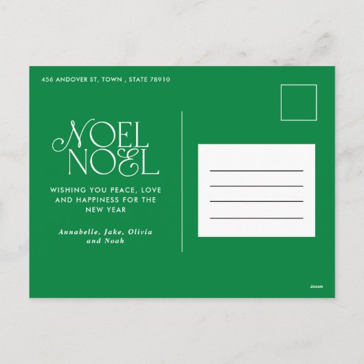 明るいノエルカラフルクリスマスの幾何学的スクリプト シーズンポストカード (裏面)